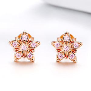 925 Sterling Silver Rose Gold Plated Pavé Setting CZ Earrings