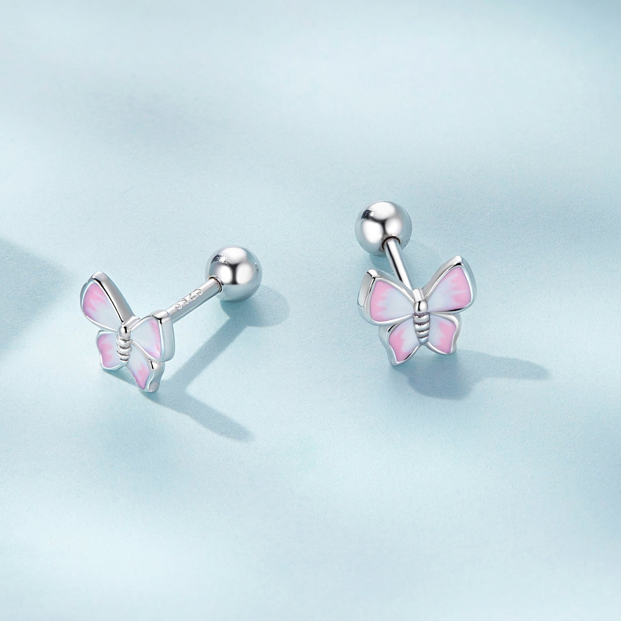925 Sterling Silver Earrings with Enamel Process, 0.6cm, for Women