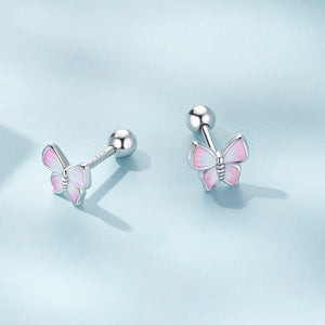 925 Sterling Silver Earrings with Enamel Process, 0.6cm, for Women