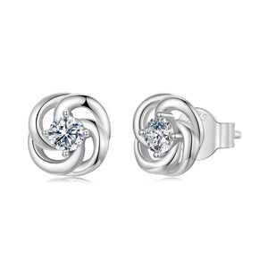 925 Sterling Silver Moissanite Earrings, 0.3cm, White Gold Plated, for Women