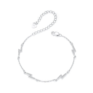 925 Sterling Silver Pave Setting CZ Bracelet with White Gold Plating