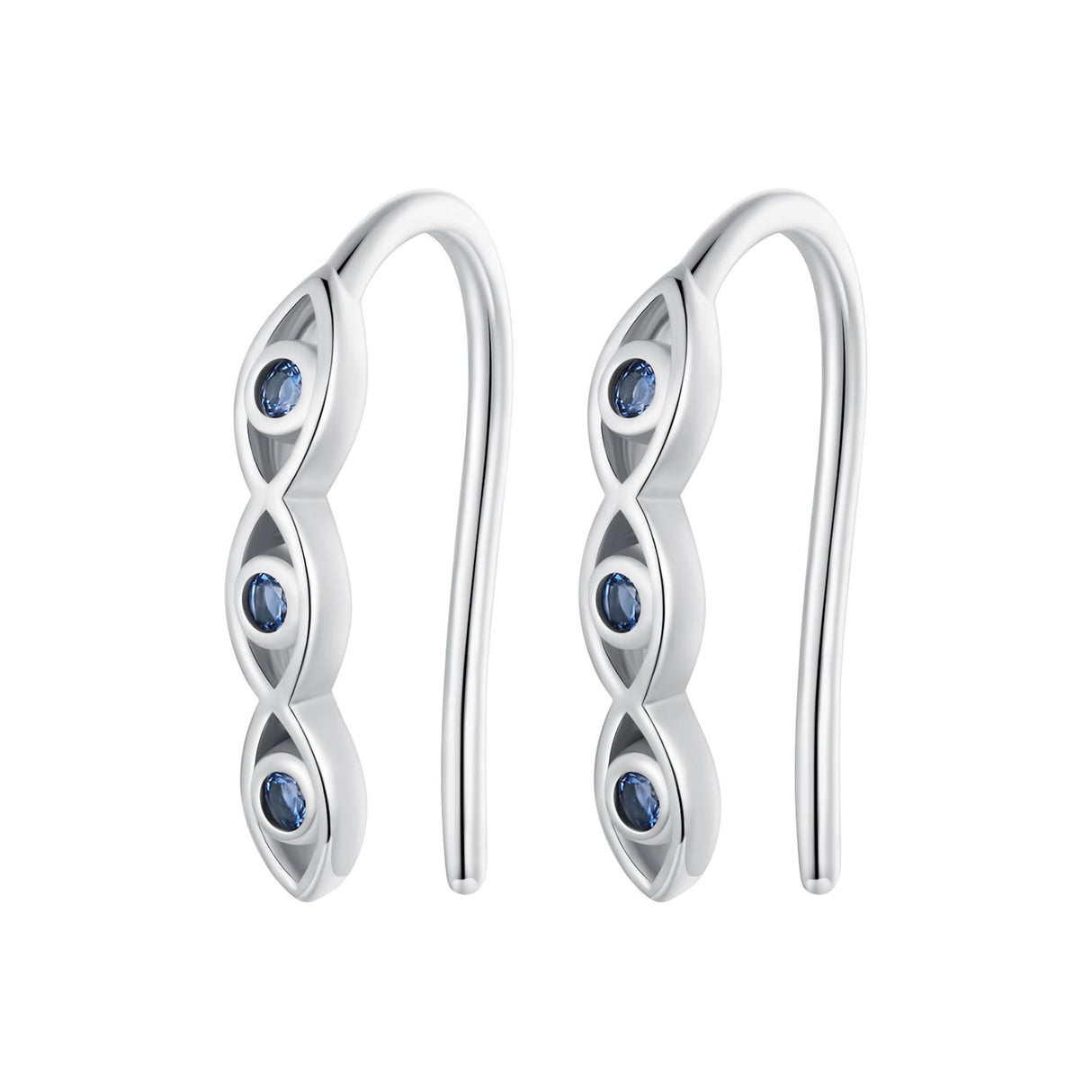 925 Sterling Silver CZ Pavé Earrings 13*2mm for Women