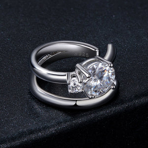 925 Sterling Silver 5mm Moissanite Earrings for Women, 13x8mm, White Gold Plated