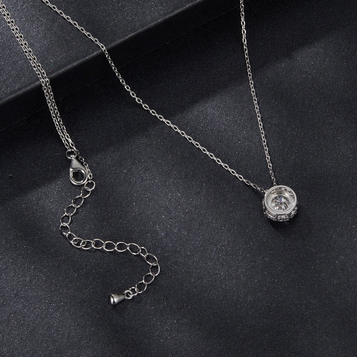 925 Sterling Silver Moissanite Necklace 40+5cm with Pavé Setting for Women