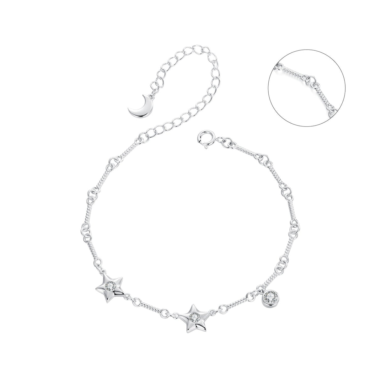 925 Sterling Silver White Gold Plated CZ Bracelet for Women