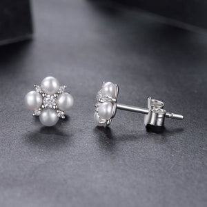 925 Sterling Silver 0.05ct Moissanite & Freshwater Pearl Earrings for Women