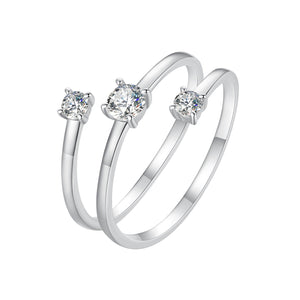 925 Sterling Silver 3mm Moissanite Ring for Women