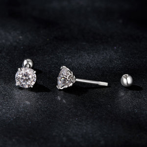 925 Sterling Silver 5mm Moissanite Earrings with White Gold Plating for Women