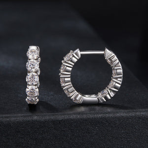 925 Sterling Silver Moissanite Earrings 0.1 Carat White Gold Plated 1.5x0.3cm Women