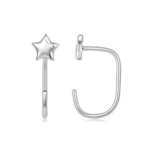 925 Sterling Silver Brass Earrings with White Gold Plating 1.4cm for Women