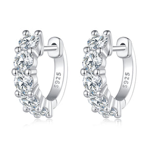 S925 Sterling Silver Moissanite Earrings, 1.3cm, Platinum Plated, for Women