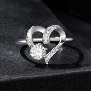 925 Sterling Silver Moissanite Heart-Shaped Ring Size 7 for Women