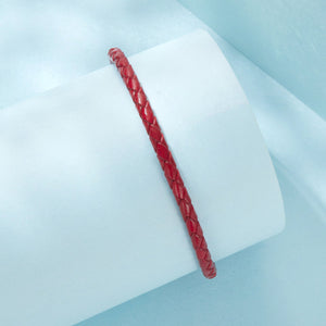 925 Sterling Silver Leather Rope Bracelet 17cm - Oxidized Silver for Women