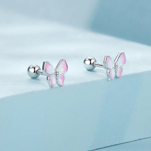 925 Sterling Silver Earrings with Enamel Process, 0.6cm, for Women