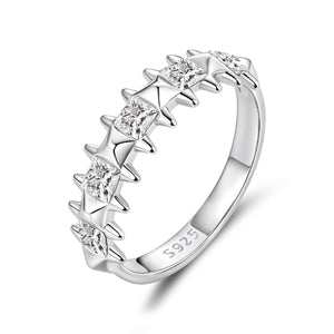 925 Sterling Silver 0.24cm White Gold Plated Ring with CZ for Women Size 6