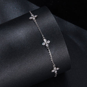 925 Sterling Silver & Plated White Gold Moissanite Bracelet 15+6cm for Women