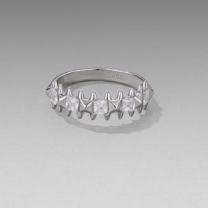 925 Sterling Silver 0.24cm White Gold Plated Ring with CZ for Women Size 6