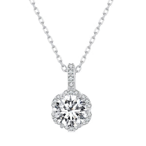 925 Sterling Silver Moissanite Pendant Necklace for Women - 45cm