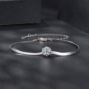 925 Sterling Silver Moissanite 0.50 Carat Bracelet with Pavé Setting and White Gold Plating for Women