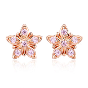 925 Sterling Silver Rose Gold Plated Pavé Setting CZ Earrings