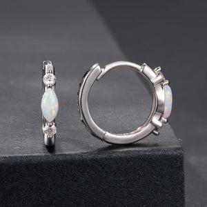925 Sterling Silver Moissanite and Opal White Gold Plated Earrings for Women