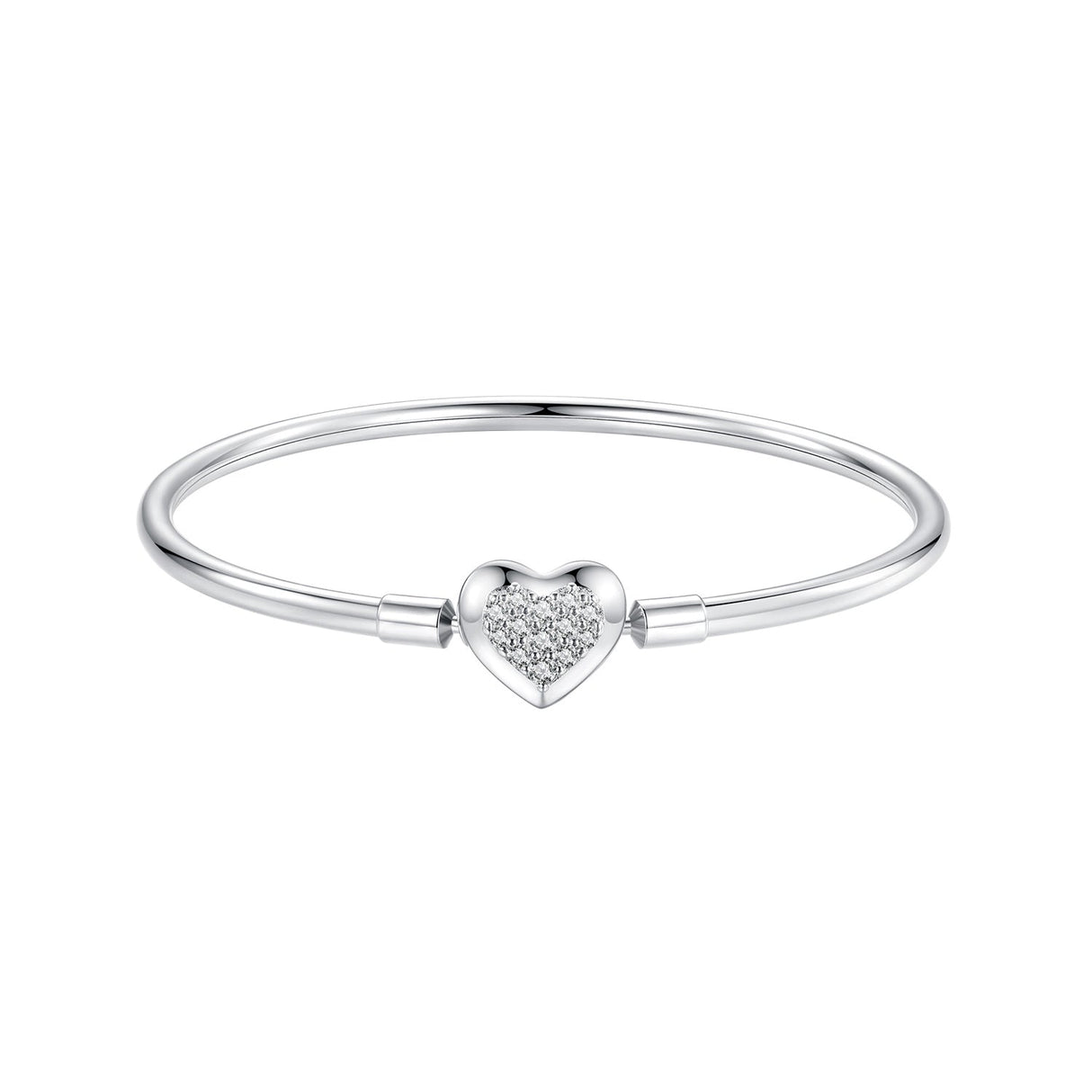 925 Sterling Silver White Gold Plated CZ Bracelet for Women - Size 17.0