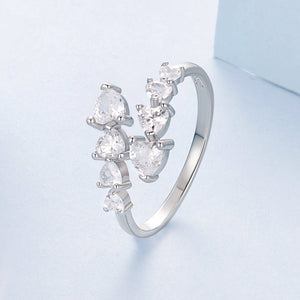 925 Sterling Silver White Gold Plated Pavé Setting Rings for Women