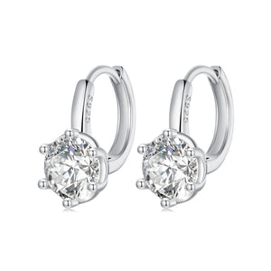 925 Sterling Silver Earrings with CZ and Platinum Plating, Size 13*7mm for Women