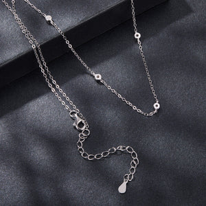 925 Sterling Silver White Gold Plated Adjustable Moissanite Necklace for Women