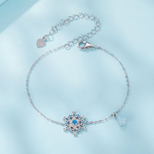 925 Sterling Silver Plated Platinum Bracelets with Ice Flower Zirconia for Women
