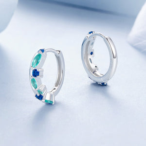 925 Sterling Silver Earrings with Pavé Setting and White Gold Plating for Women
