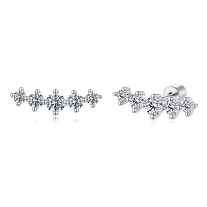 925 Sterling Silver White Gold Plated Moissanite 1.4 x 0.4 cm Earrings for Women