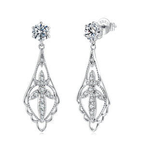 925 Sterling Silver 0.50 Carat Moissanite Earrings with White Gold Plating for Women