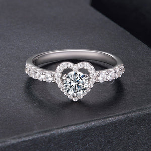925 Sterling Silver Moissanite 0.5ct Heart Ring for Women Size 6