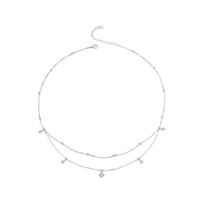 925 Sterling Silver Plated White Gold Moissanite Necklace 400+50mm for Women