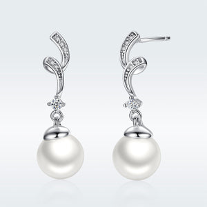 925 Sterling Silver Pavé Setting CZ & Quality Shell Pearl Earrings