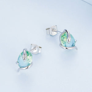 925 Sterling Silver Transparent Glass Earrings for Women