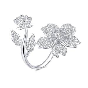 925 Sterling Silver Plated Platinum Pavé Setting CZ 0.2cm Ring