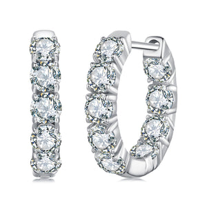 925 Sterling Silver Moissanite Earrings 0.1 Carat White Gold Plated 1.5x0.3cm Women