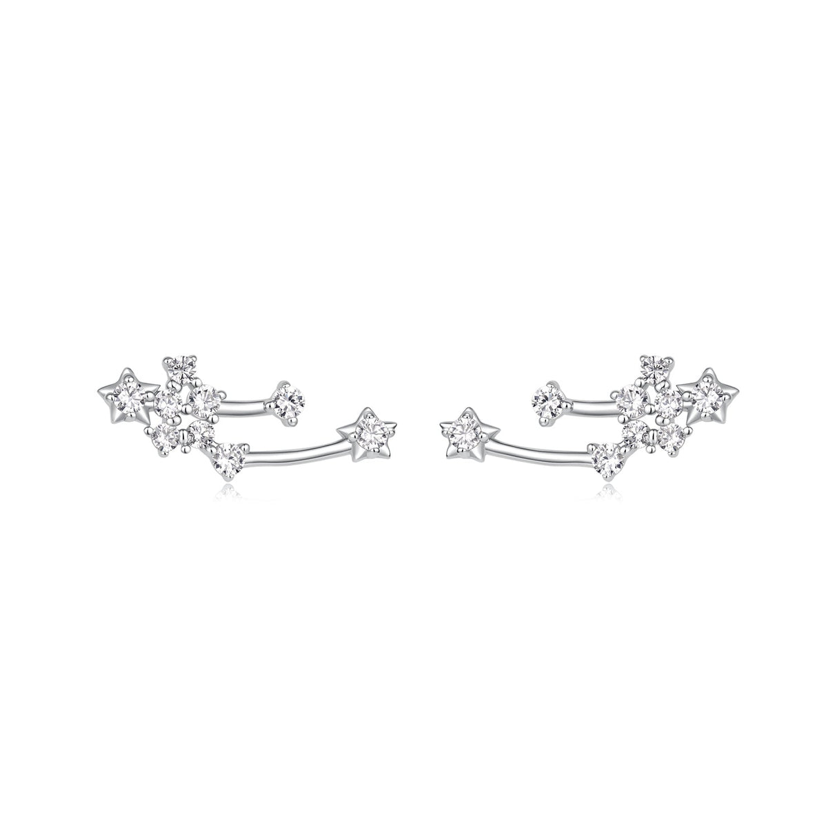 925 Sterling Silver & Brass White Gold Plated Earrings with CZ for Women