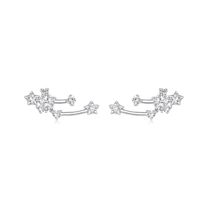 925 Sterling Silver & Brass White Gold Plated Earrings with CZ for Women