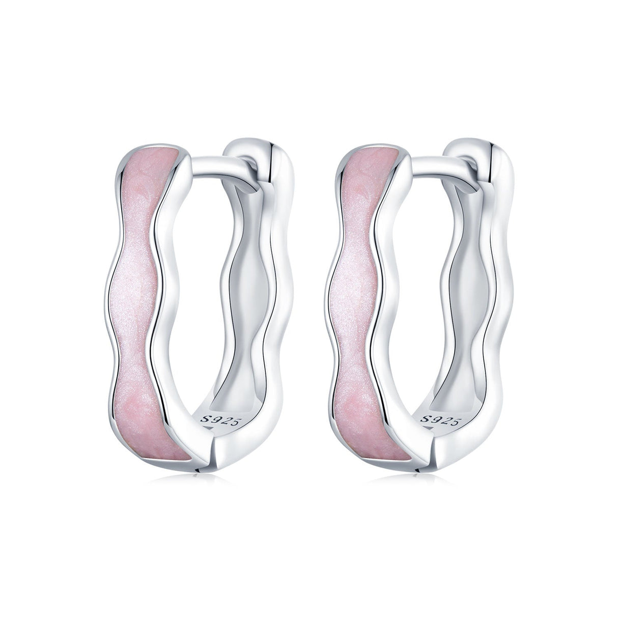 925 Sterling Silver Earrings with Enamel in White Gold Finish - 13*3mm for Women