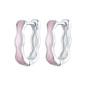 925 Sterling Silver Earrings with Enamel in White Gold Finish - 13*3mm for Women