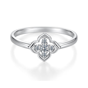 925 Sterling Silver White Gold Plated Moissanite Size 6 Ring for Women