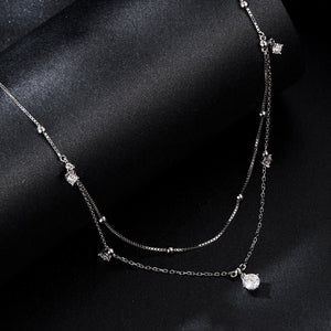 925 Sterling Silver Plated White Gold Moissanite Necklace 400+50mm for Women