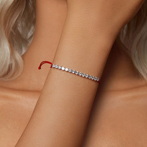 925 Sterling Silver Adjustable White Gold Plated Bracelet with CZ
