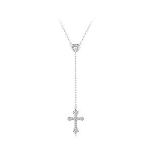 925 Sterling Silver White Gold Plated Necklace with CZ Pavé Setting for Women