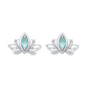 925 Sterling Silver Earrings with Pavé CZ and White Gold Plating, Size 0.9*1.3 cm for Women