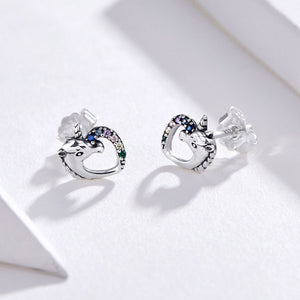 925 Sterling Silver Earrings with Oxidized Finish and Pavé Setting