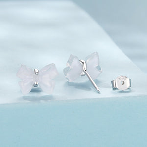 925 Sterling Silver Earrings for Women, 0.8*1.1cm, Plated White Gold